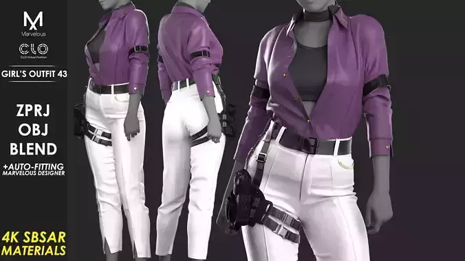Girls Outfit 43 - Marvelous Designer 3D model