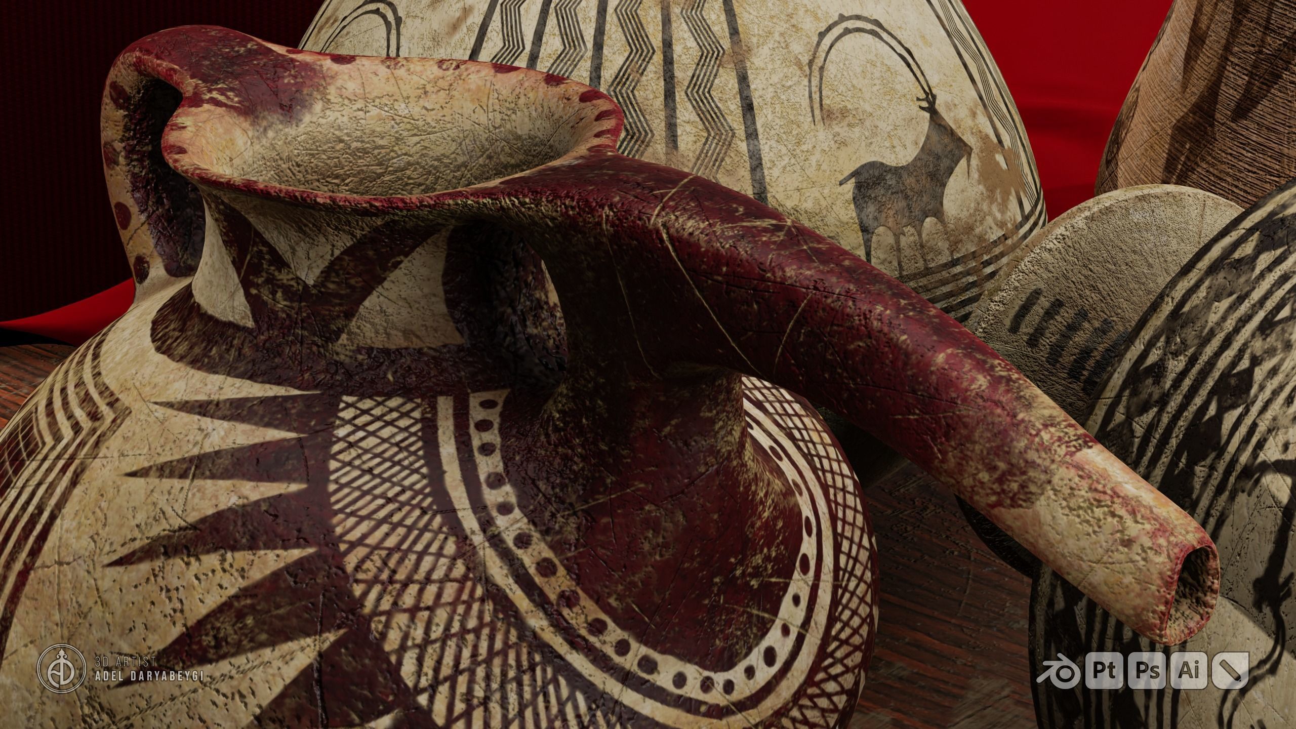 Historical pottery 2 Low-poly 3D model_7