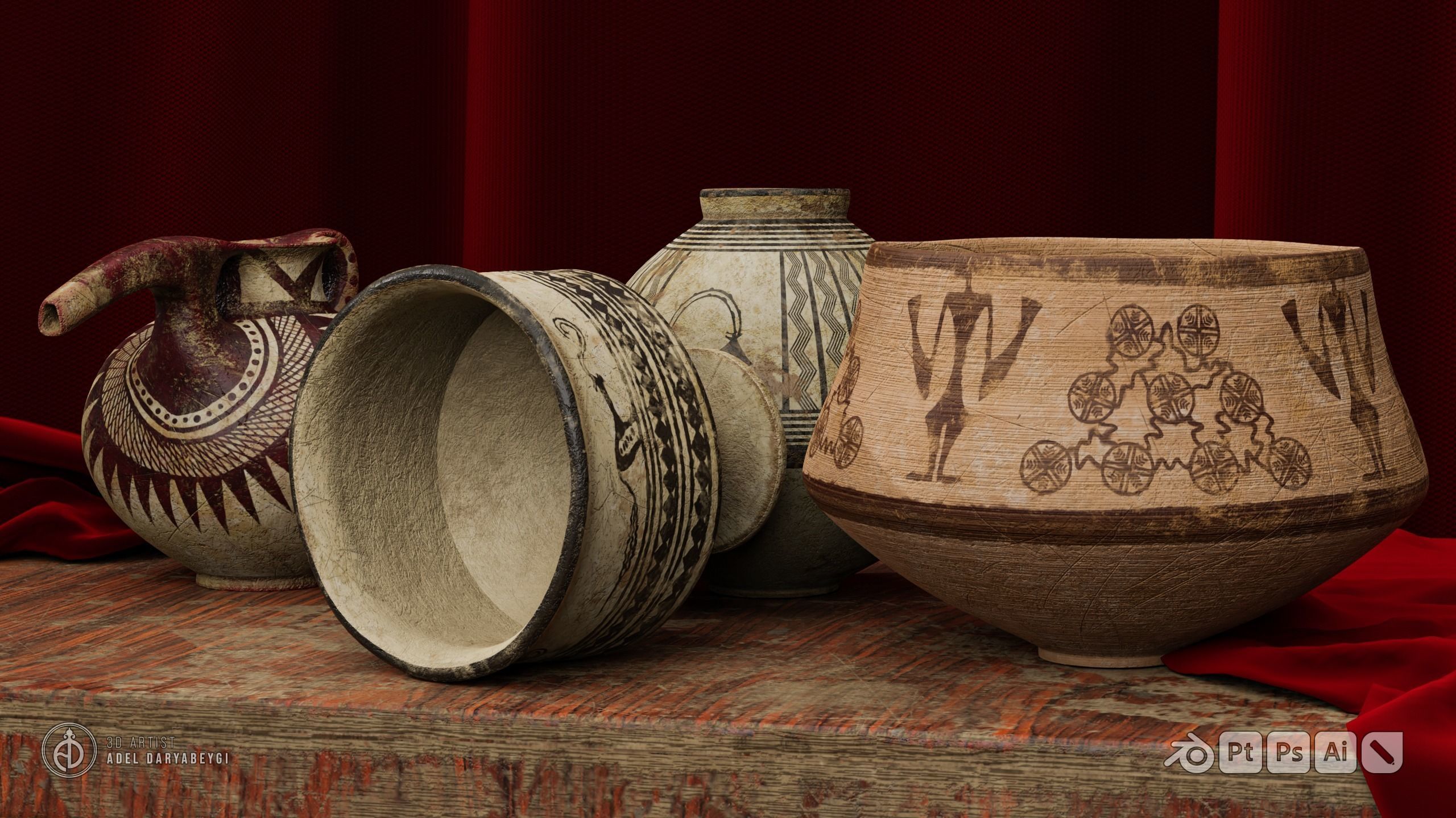 Historical pottery 2 Low-poly 3D model_3
