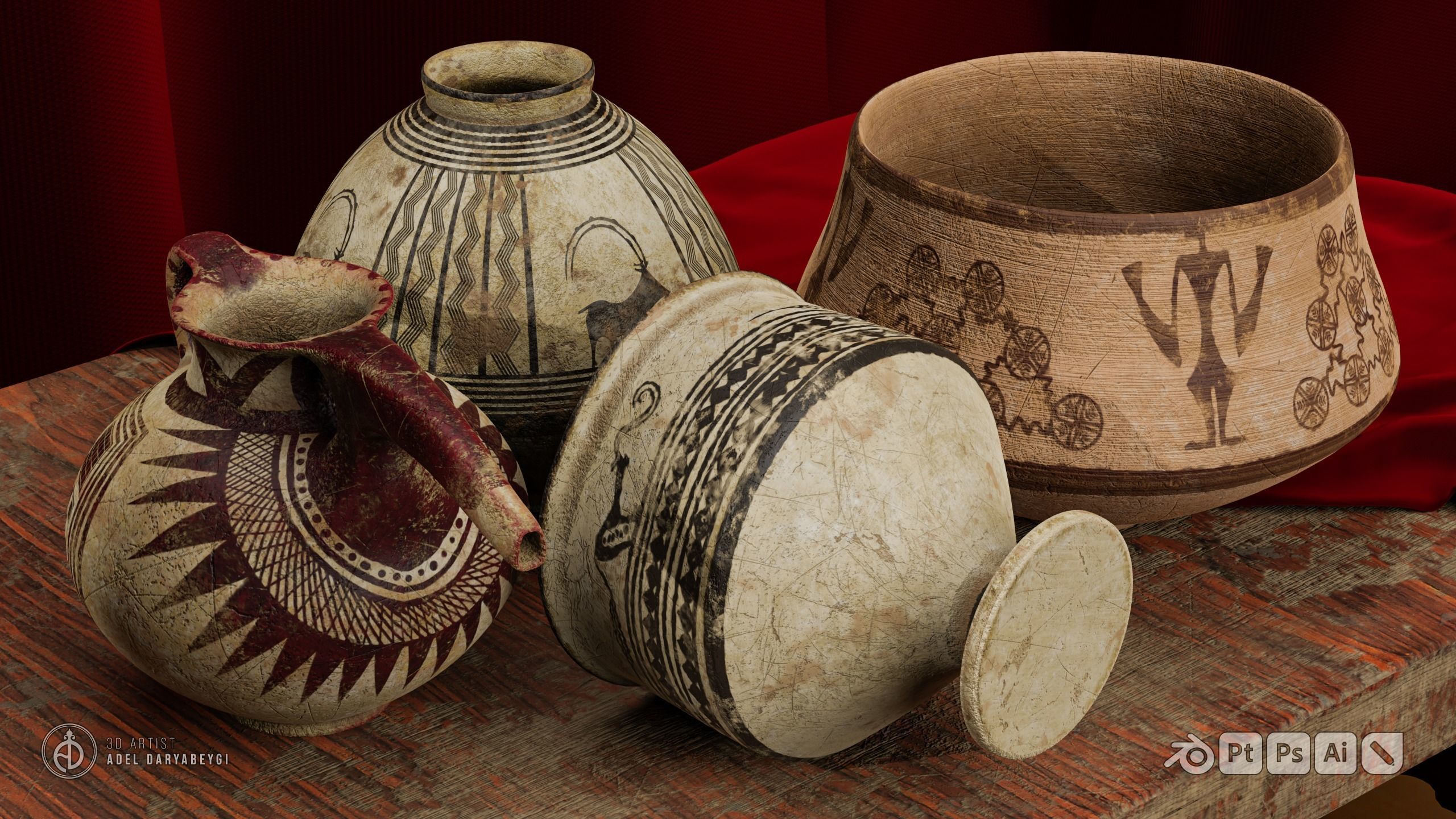 Historical pottery 2 Low-poly 3D model_8
