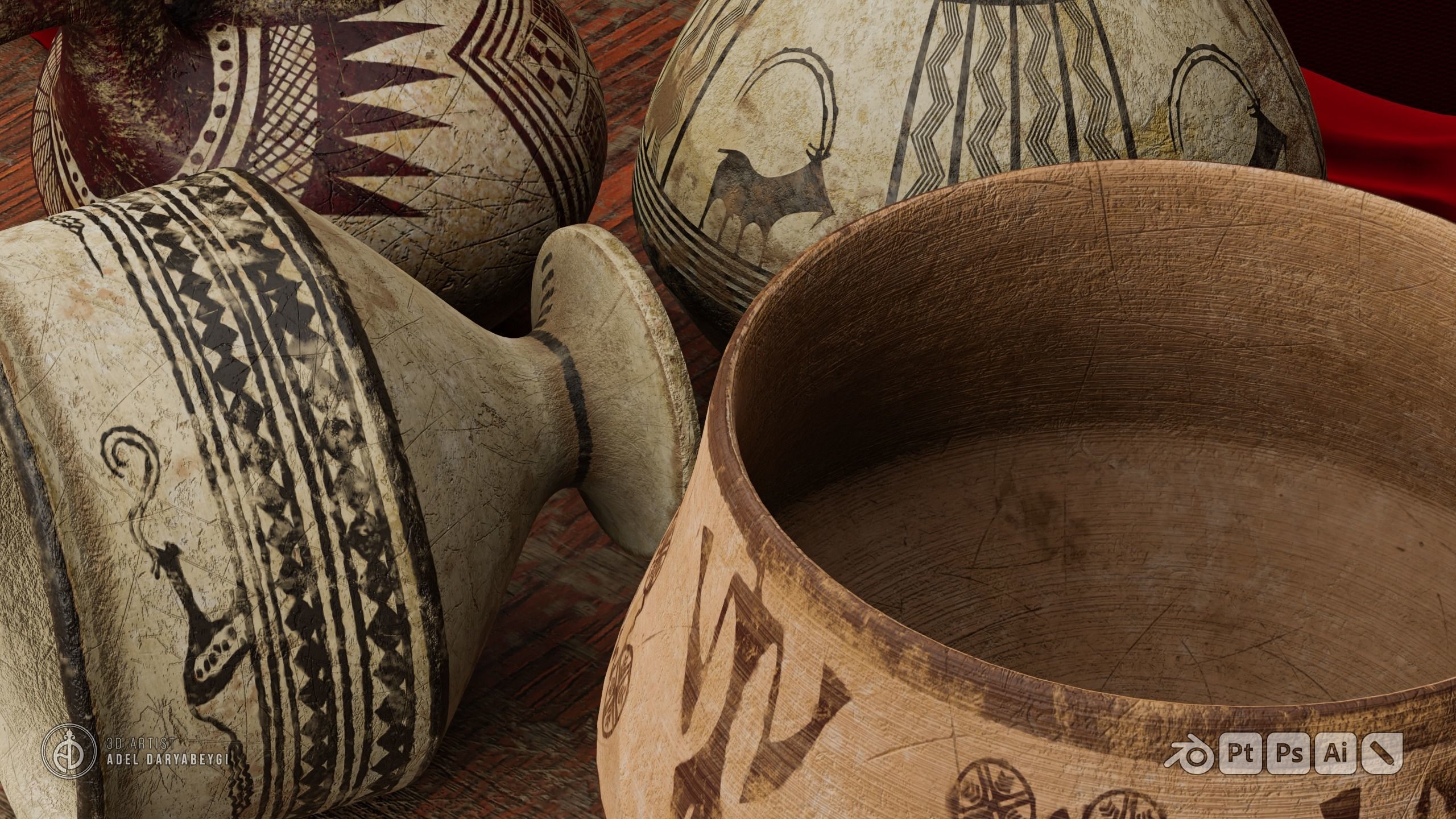 Historical pottery 2 Low-poly 3D model_5