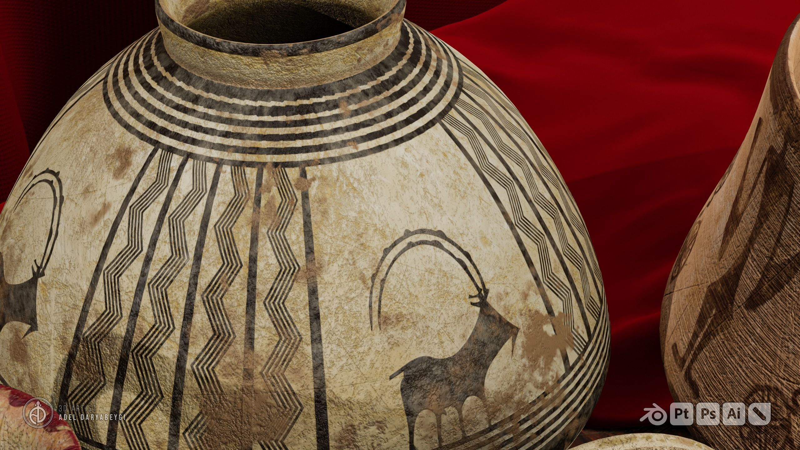 Historical pottery 2 Low-poly 3D model_6