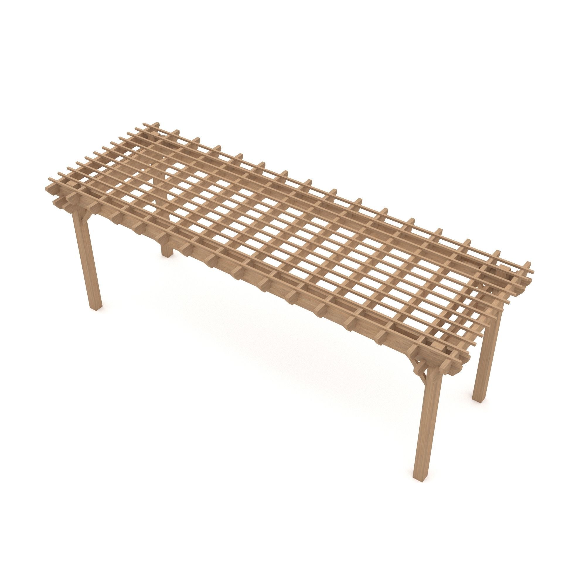 wooden gazebo Low-poly 3D model_1