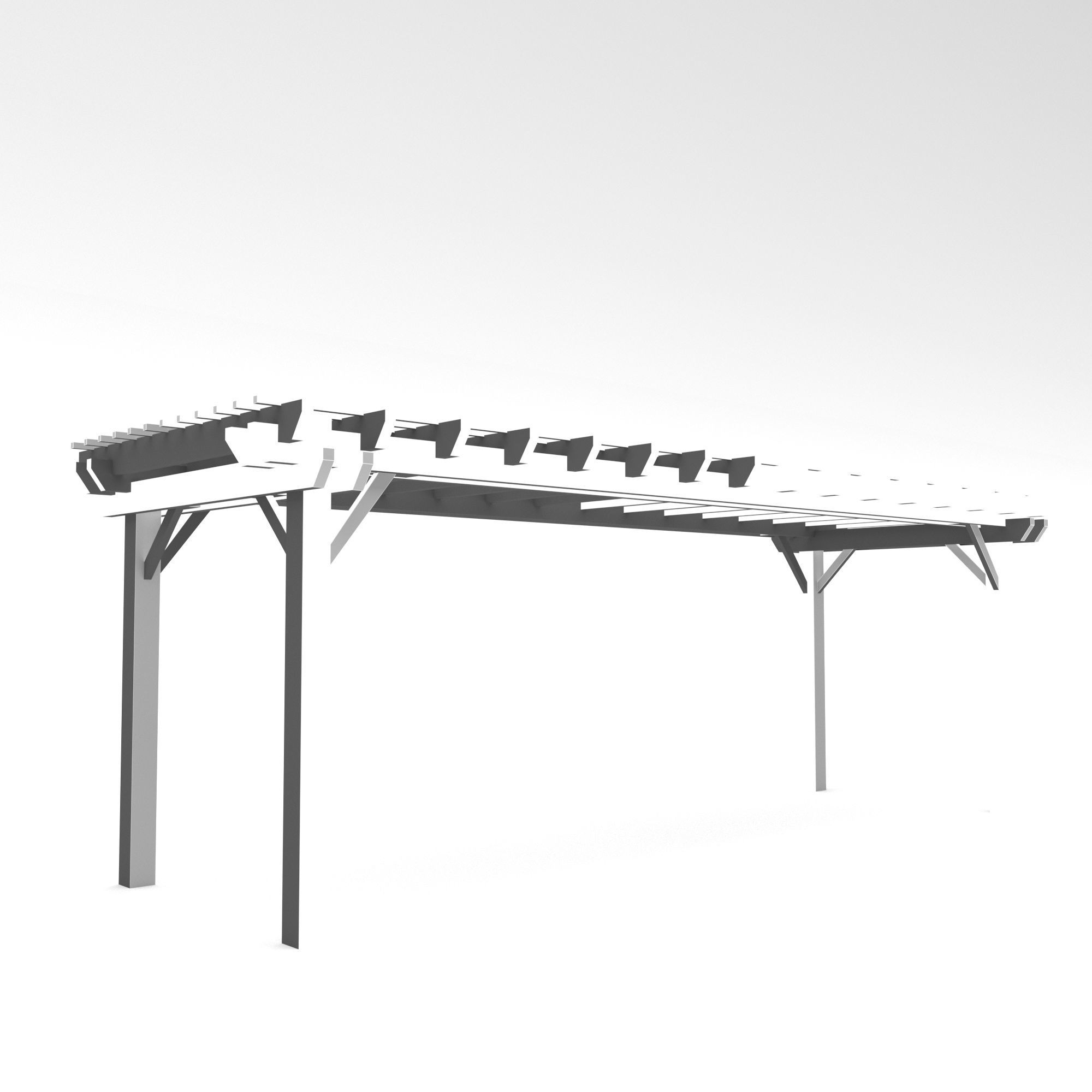 wooden gazebo Low-poly 3D model_3