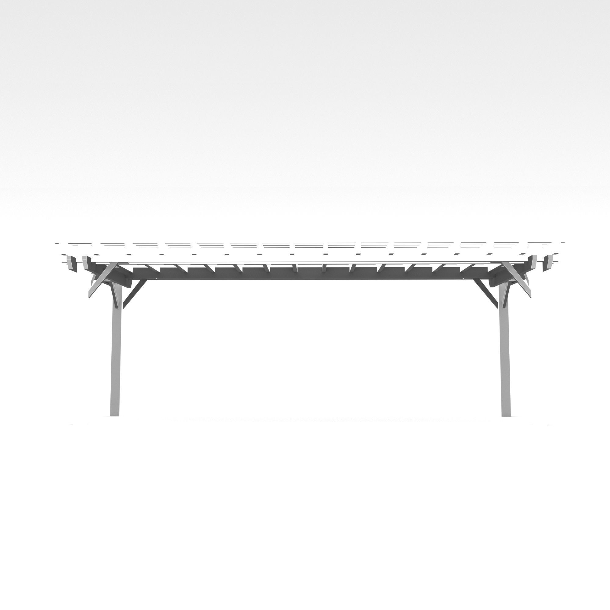 wooden gazebo Low-poly 3D model_5