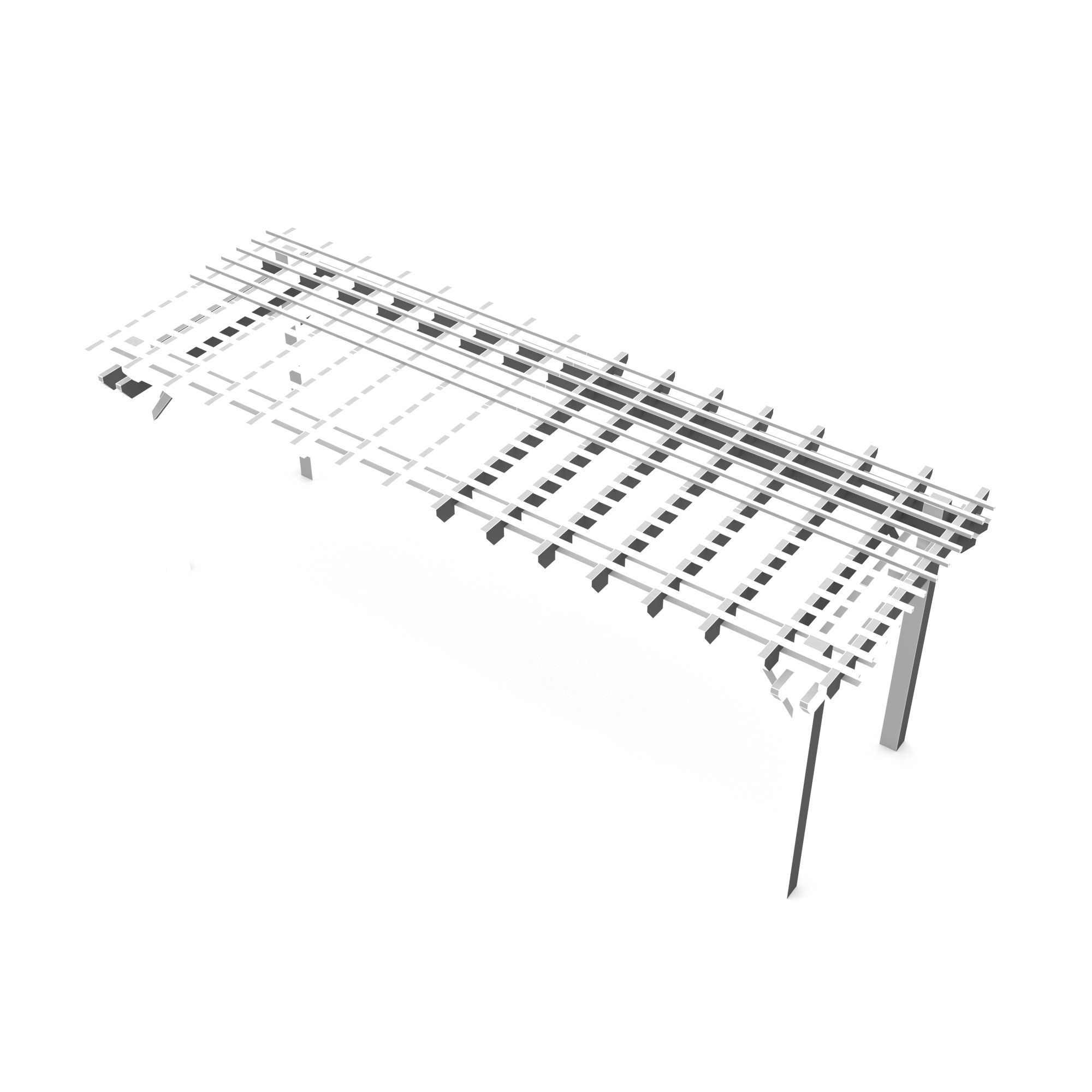 wooden gazebo Low-poly 3D model_4