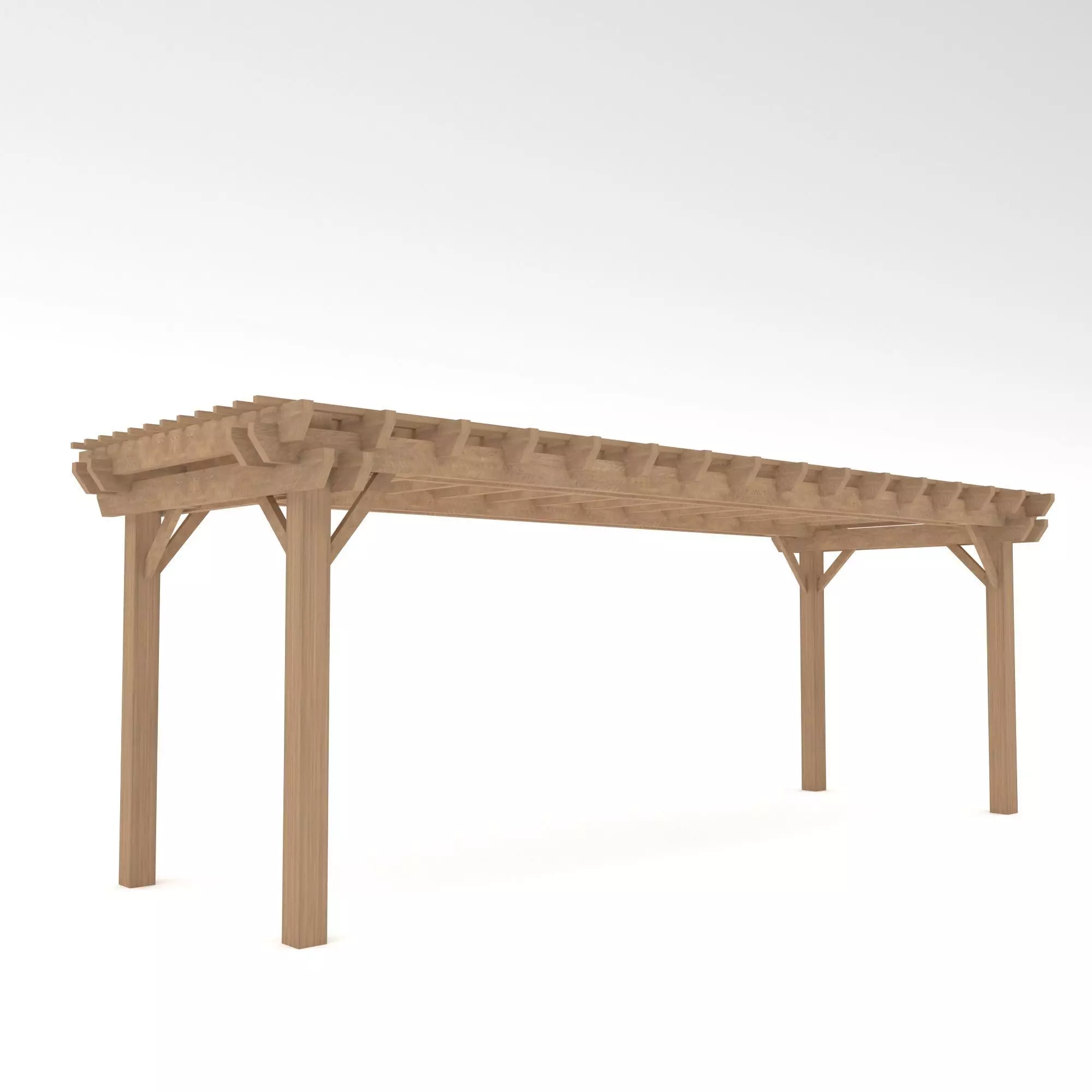 wooden gazebo Low-poly 3D model_0