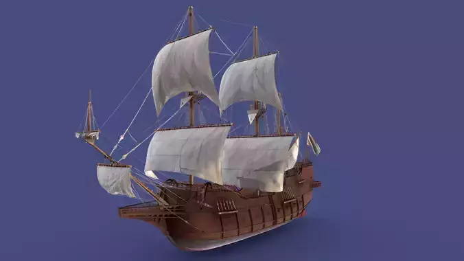 Spanish Galleon Ship - best perfect quality - fbx gltf usdz 