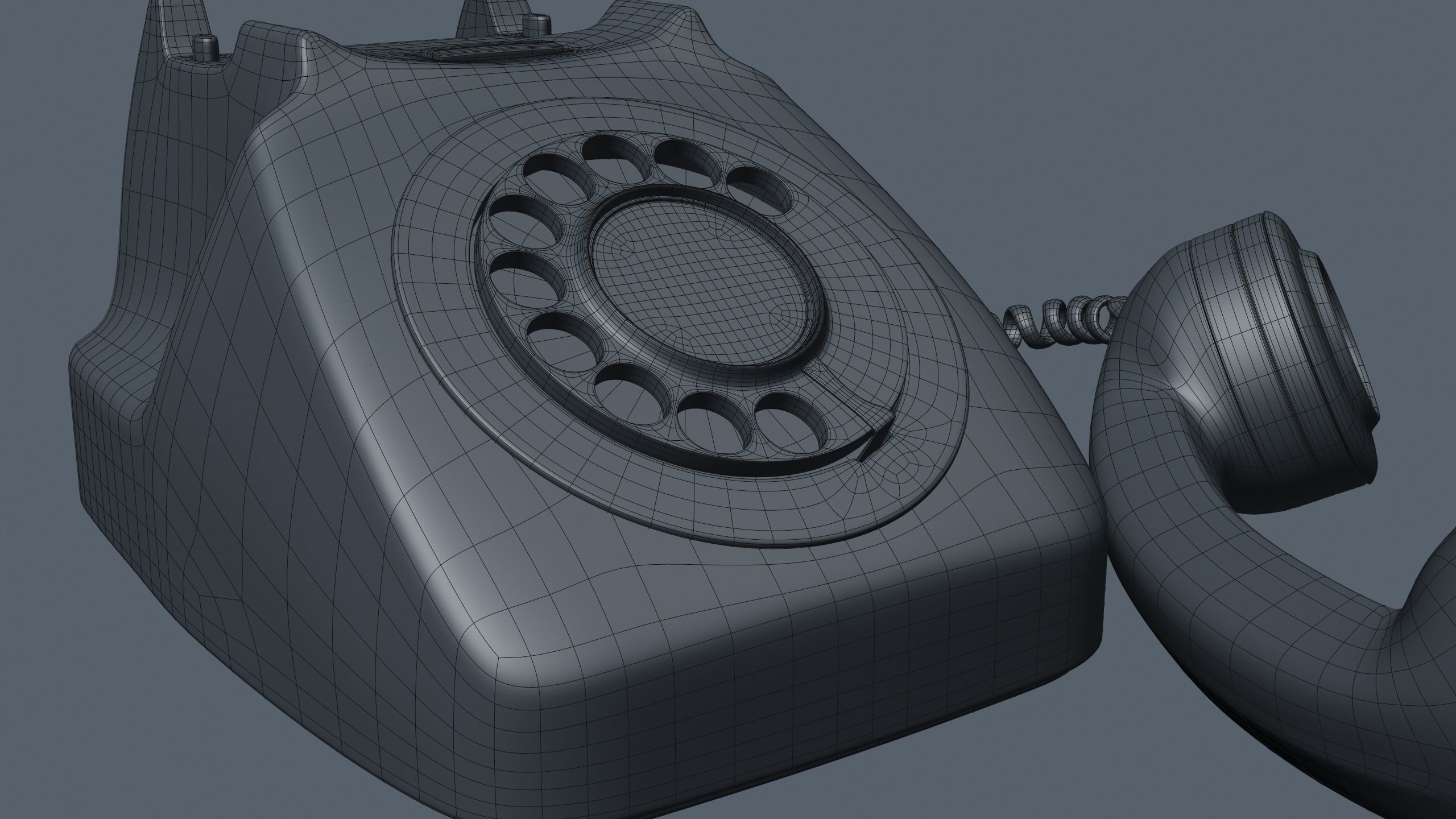 Retro Rotary Red Telephone - 3D Model 3D model_14