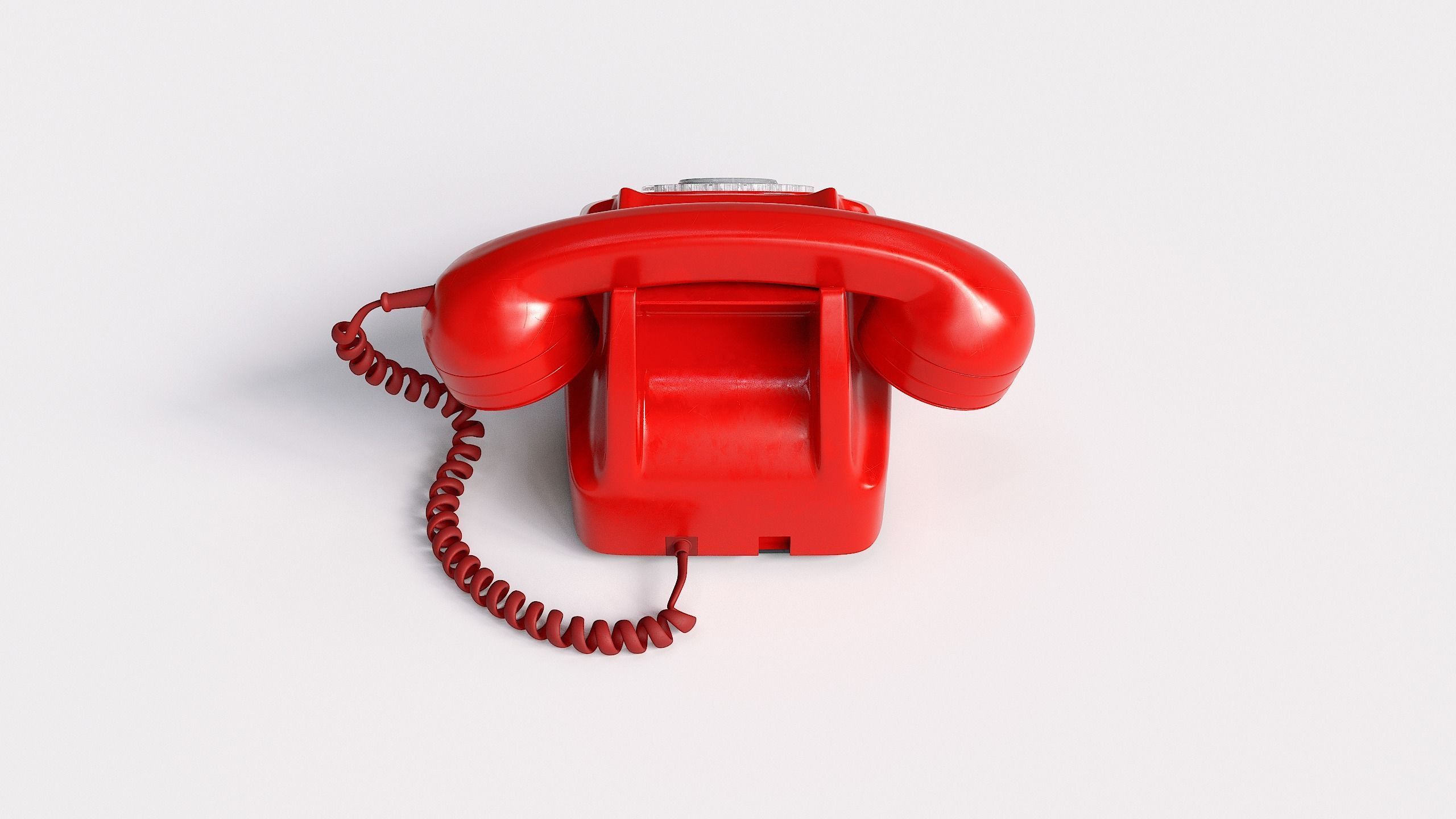 Retro Rotary Red Telephone - 3D Model 3D model_9