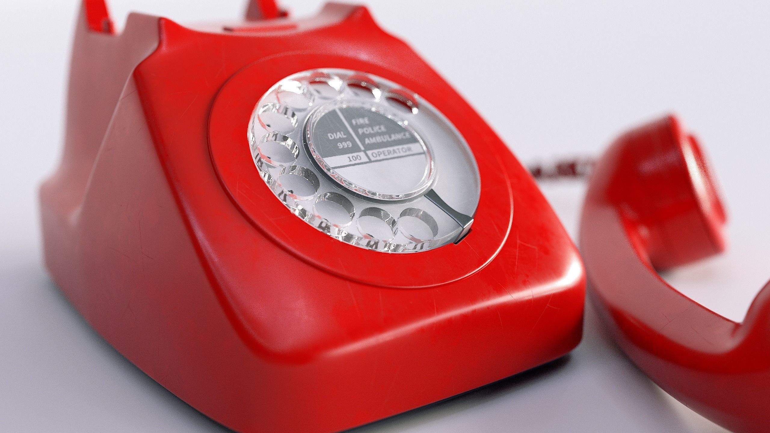 Retro Rotary Red Telephone - 3D Model 3D model_4