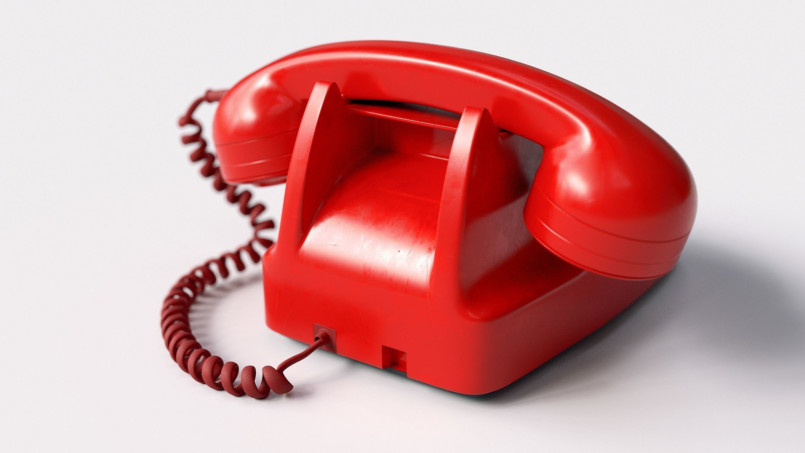 Retro Rotary Red Telephone - 3D Model 3D model_7