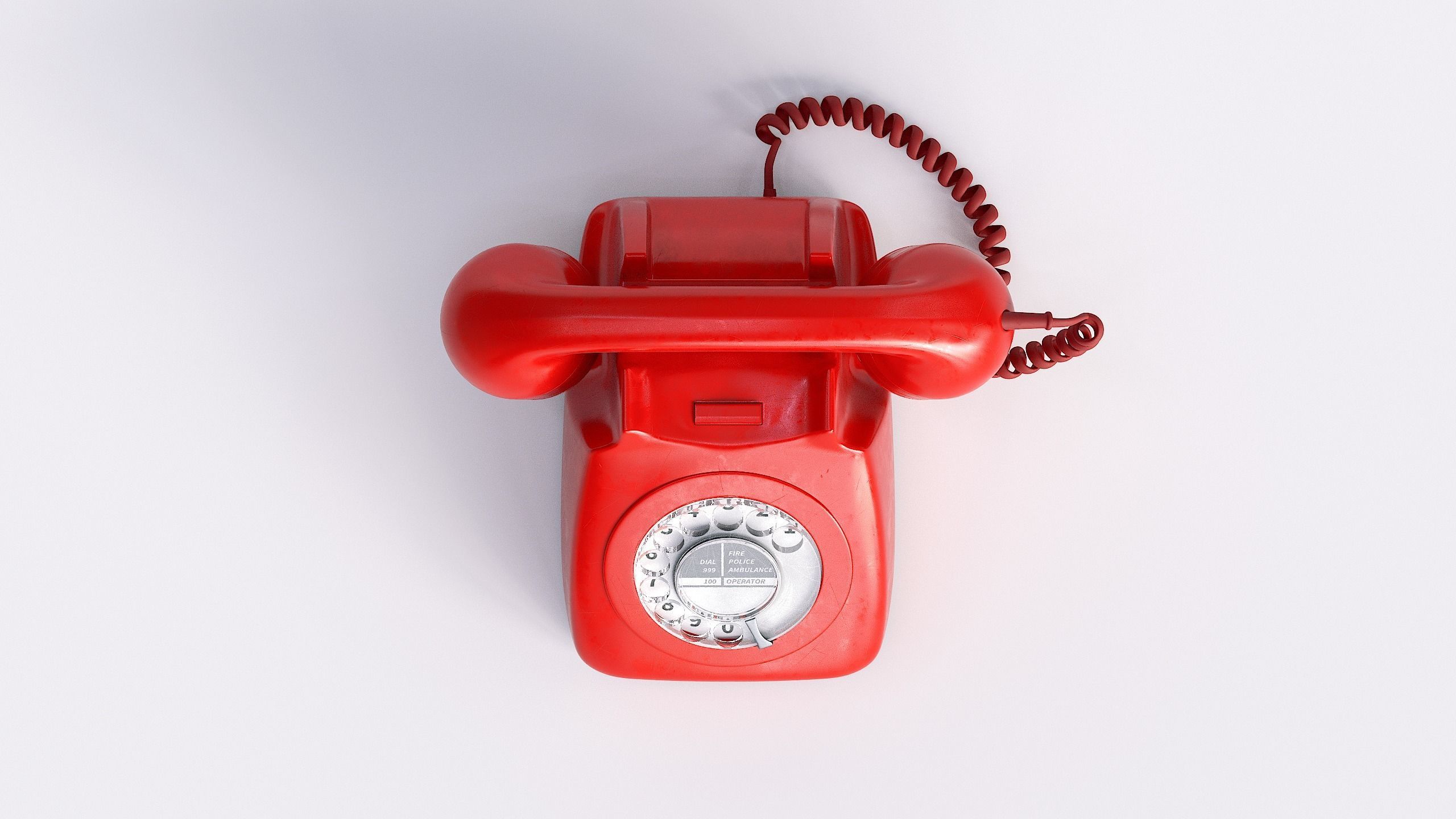 Retro Rotary Red Telephone - 3D Model 3D model_2