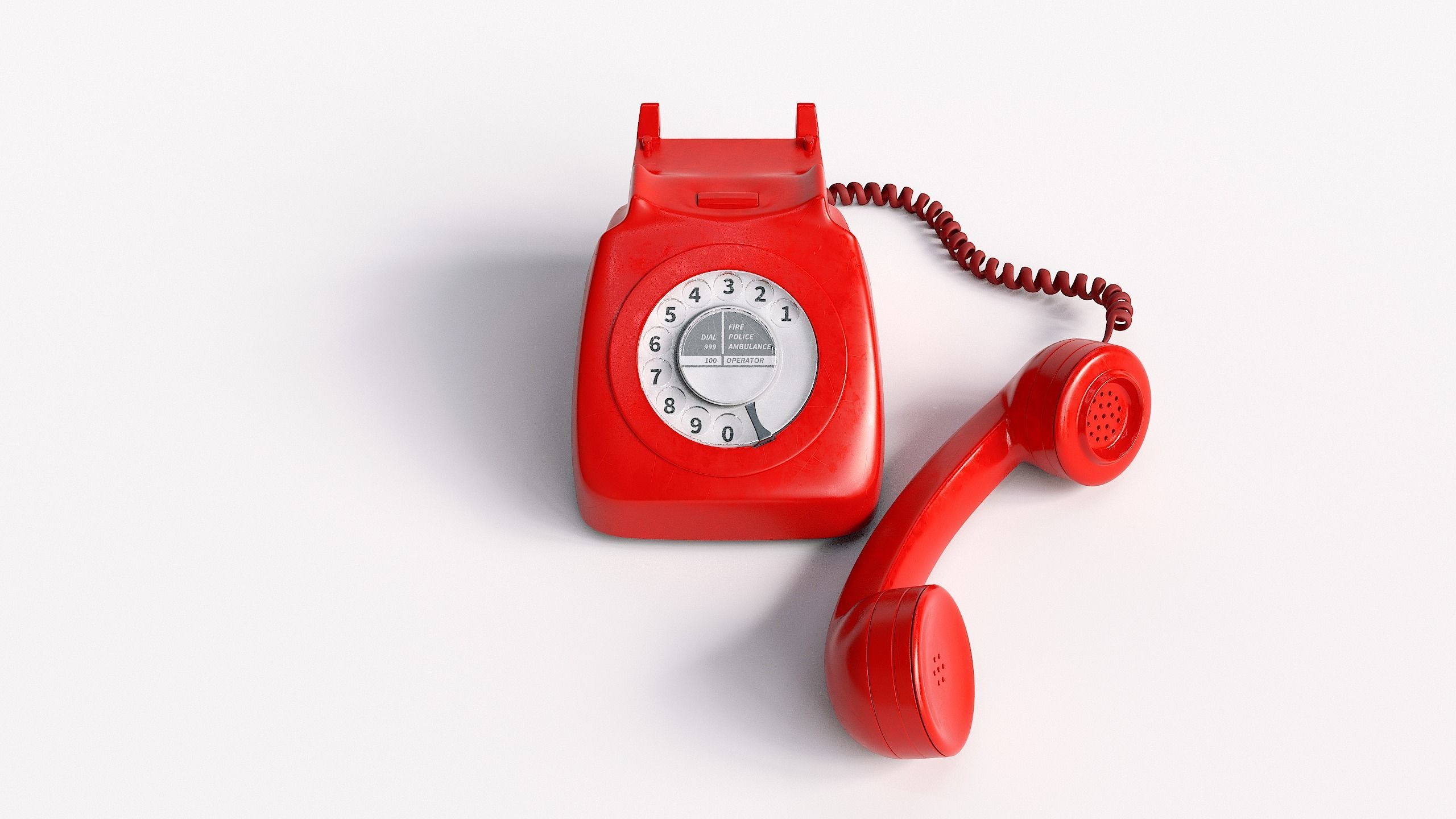 Retro Rotary Red Telephone - 3D Model 3D model_5