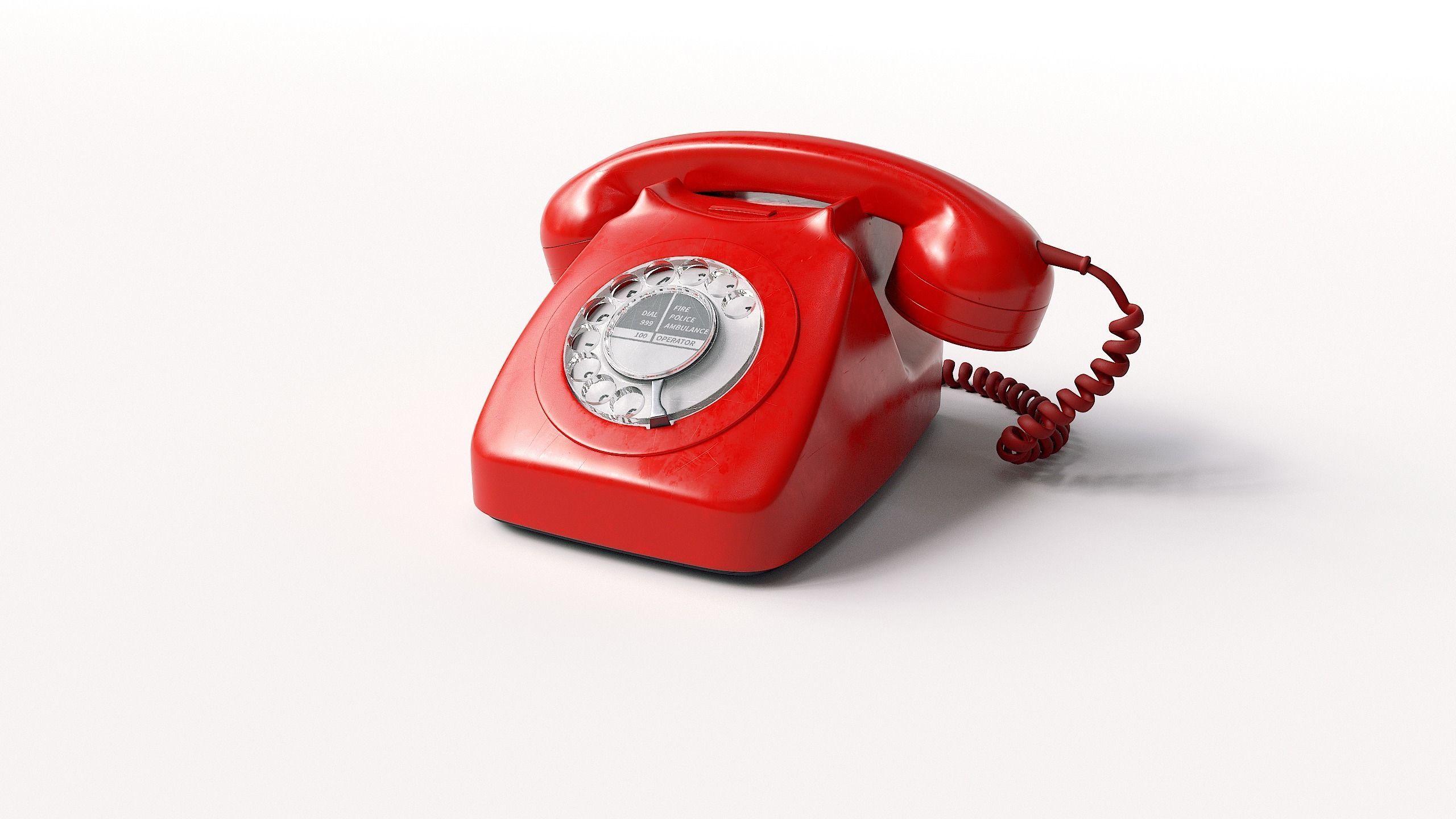 Retro Rotary Red Telephone - 3D Model 3D model_1