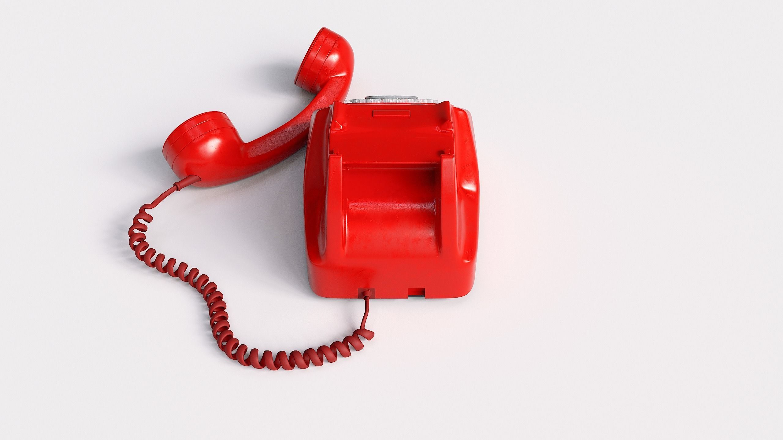 Retro Rotary Red Telephone - 3D Model 3D model_8