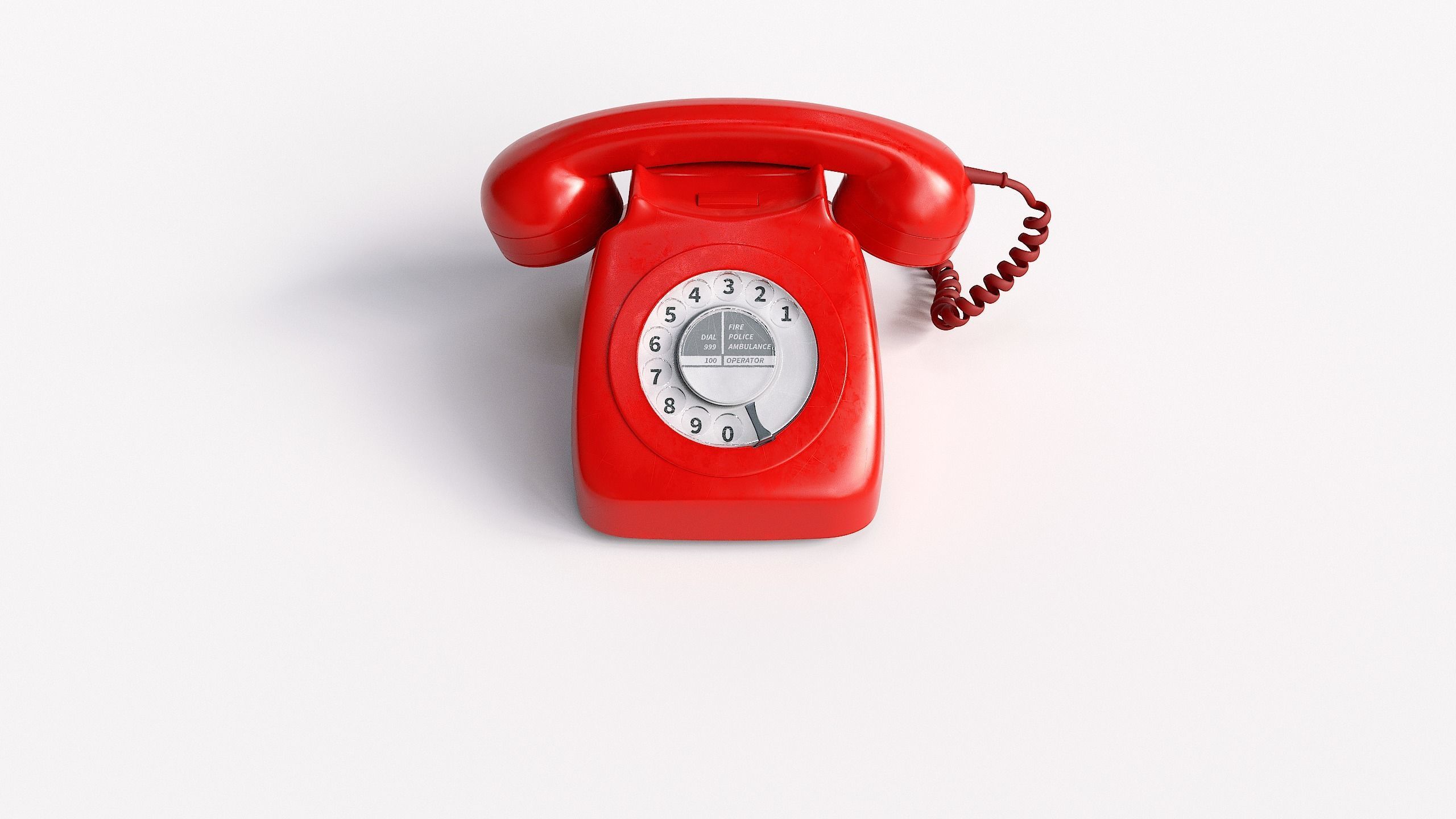 Retro Rotary Red Telephone - 3D Model 3D model_6