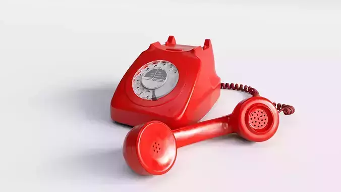 Retro Rotary Red Telephone - 3D Model