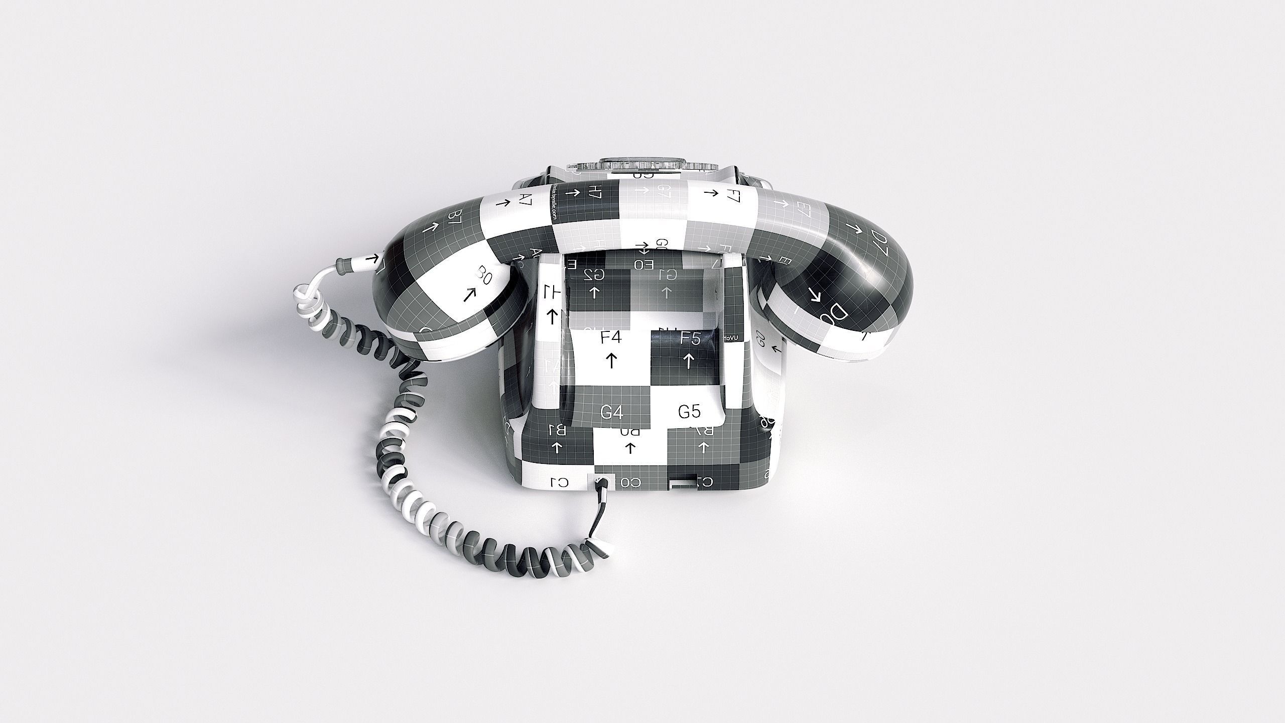 Retro Rotary Red Telephone - 3D Model 3D model_20