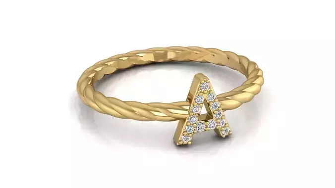 Alphabet Rope Diamond Ring A 3D print model