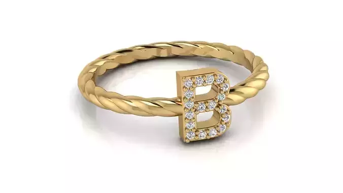 Alphabet Rope Diamond Ring B 3D print model