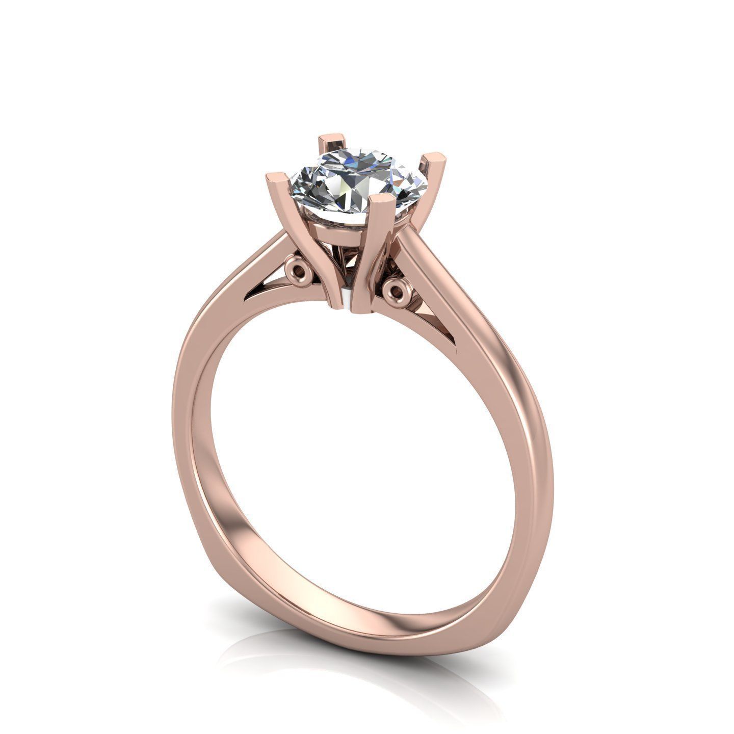 Engagement ring with round center gem  3D print model_2