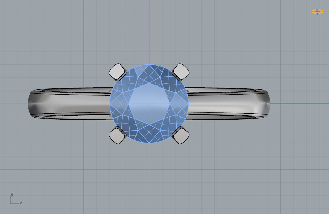 Engagement ring with round center gem  3D print model_5