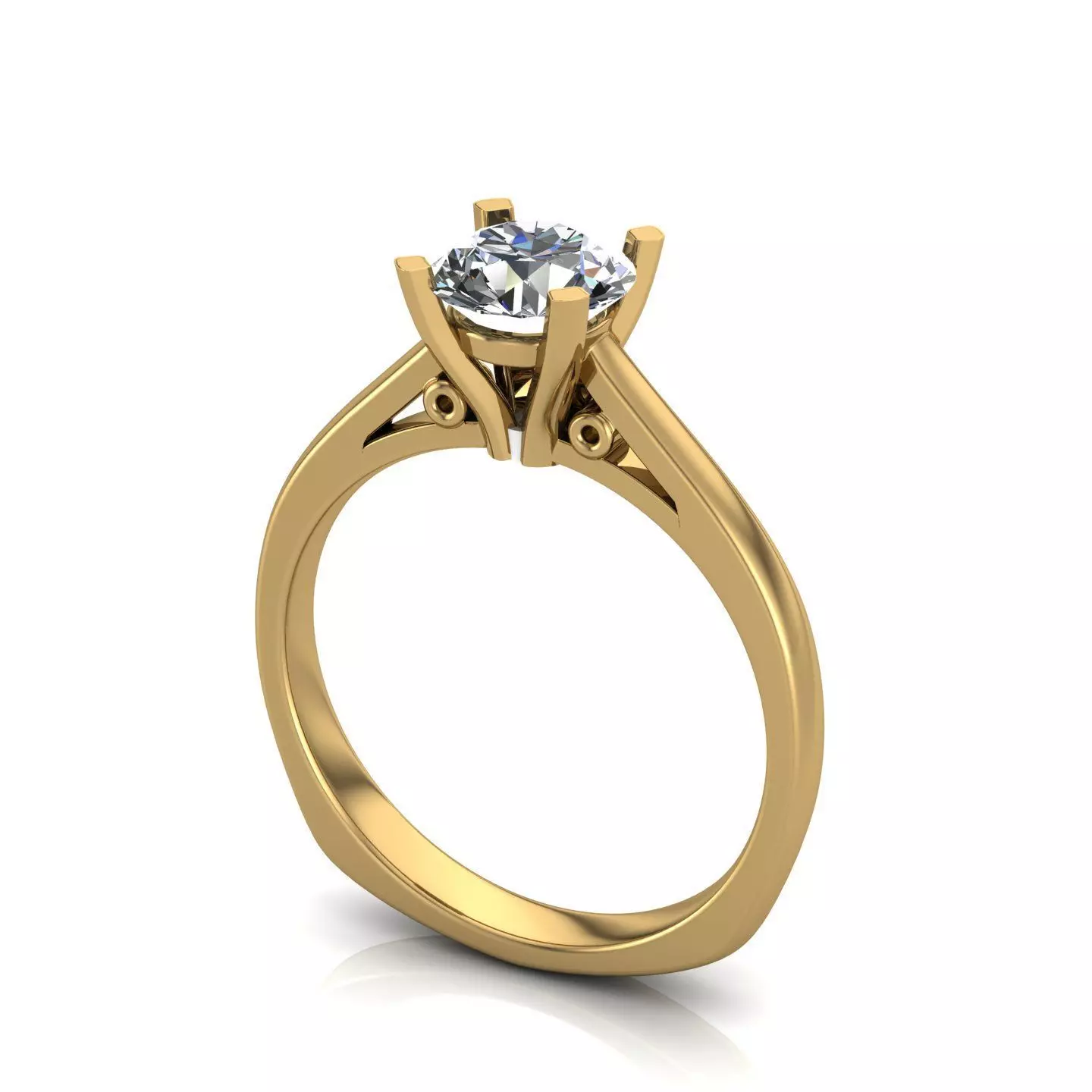 Engagement ring with round center gem  3D print model_0