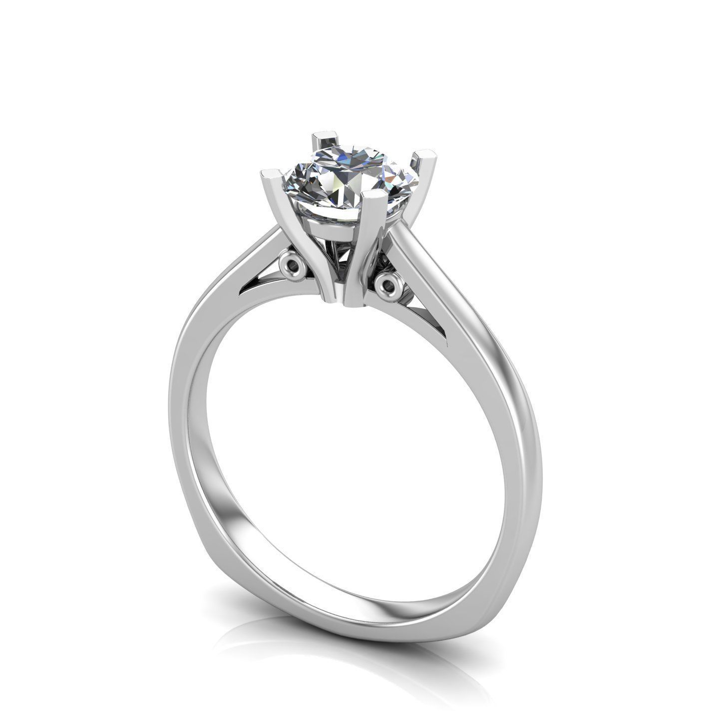 Engagement ring with round center gem  3D print model_1