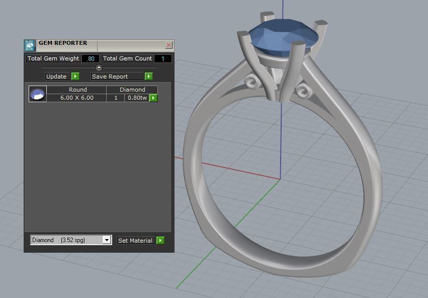 Engagement ring with round center gem  3D print model_9