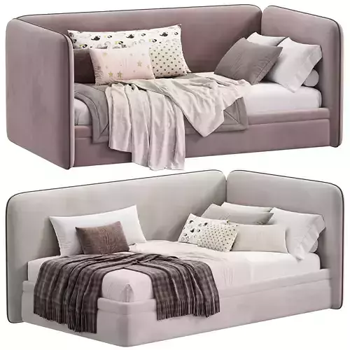 Single bed with box Bert Artsit beige 3D model