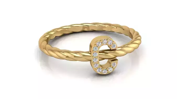 Alphabet Rope Diamond Ring C 3D print model