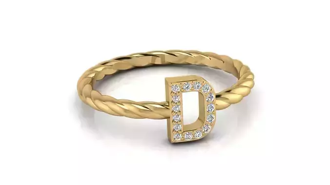 Alphabet Rope Diamond Ring D 3D print model