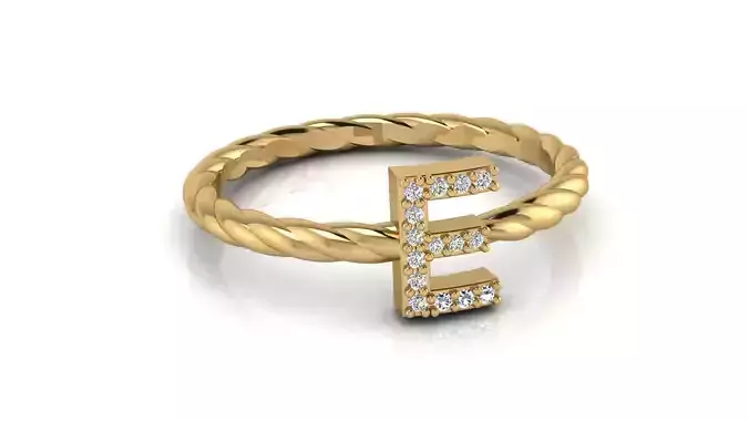 Alphabet Rope Diamond Ring E 3D print model