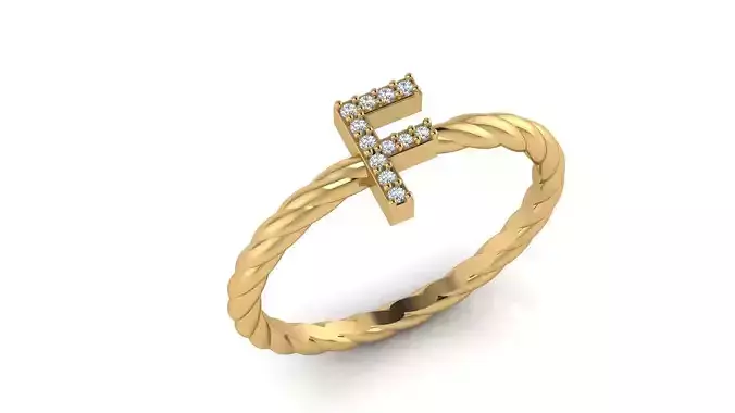 Alphabet Rope Diamond Ring F 3D print model