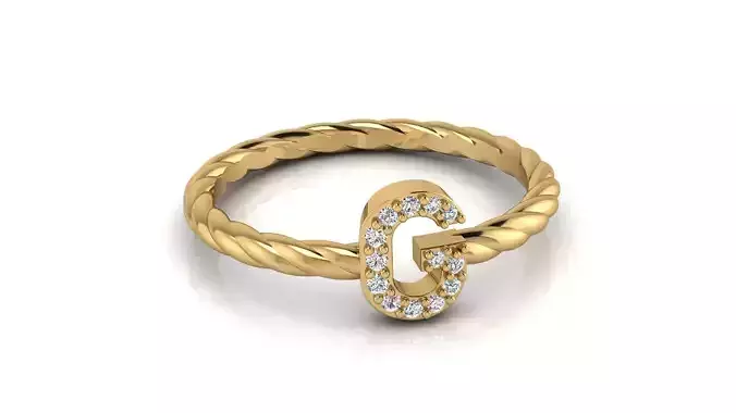 Alphabet Rope Diamond Ring G 3D print model