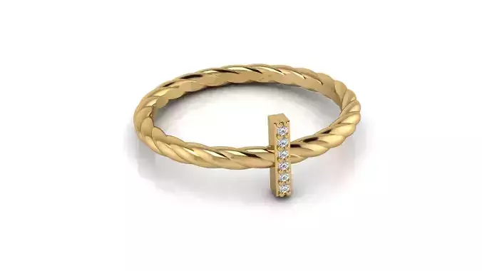Alphabet Rope Diamond Ring I 3D print model