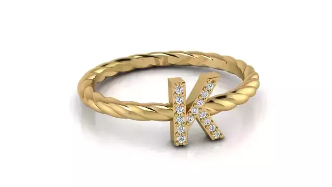 Alphabet Rope Diamond Ring K 3D print model