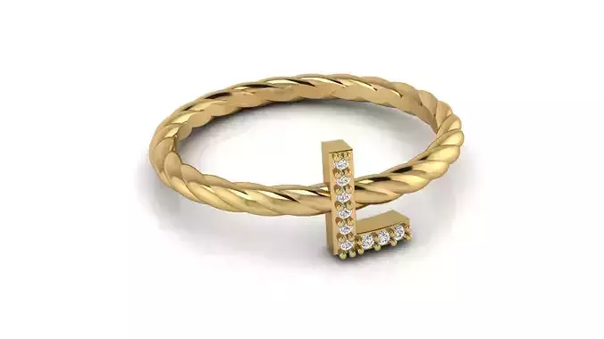 Alphabet Rope Diamond Ring L 3D print model