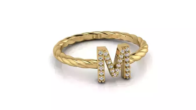 Alphabet Rope Diamond Ring M 3D print model
