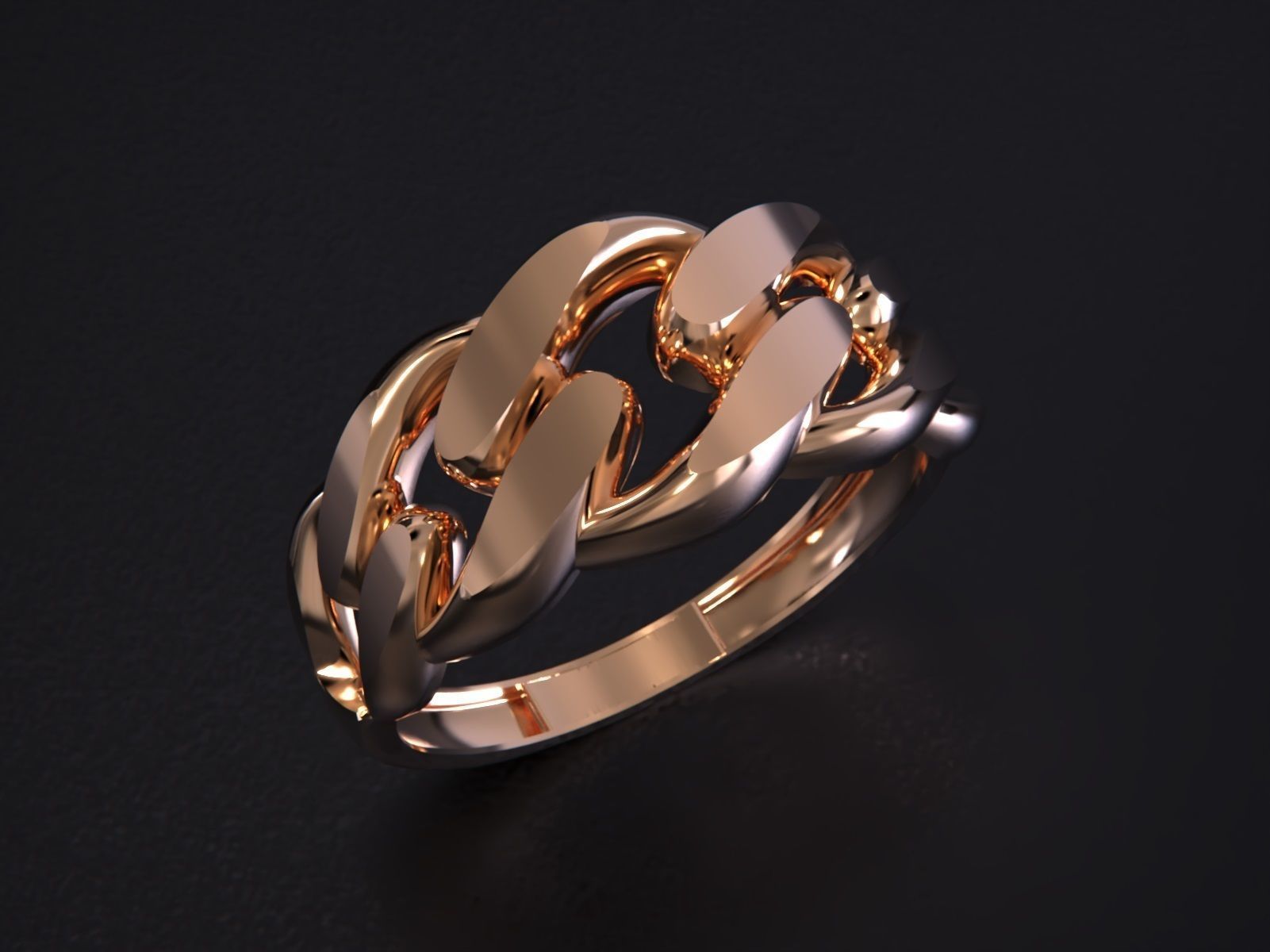Cuban Chain Ring Gold 3D print model_2