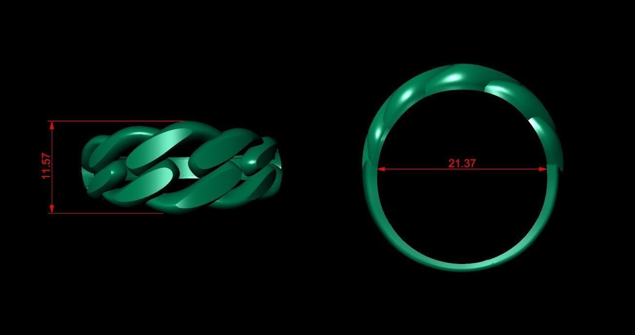 Cuban Chain Ring Gold 3D print model_1