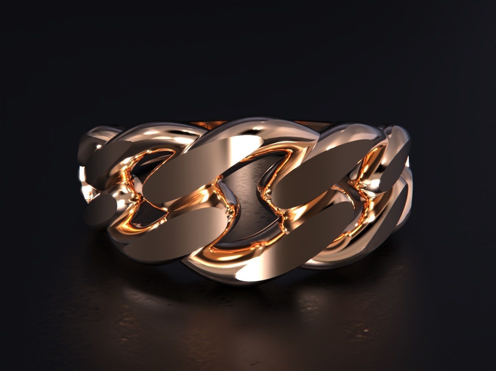 Cuban Chain Ring Gold 3D print model_7