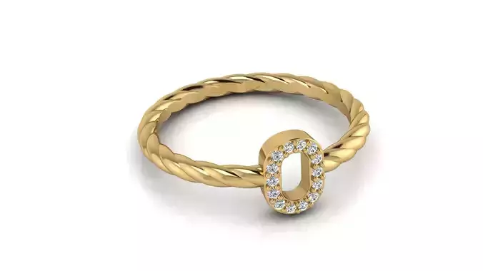 Alphabet Rope Diamond Ring O 3D print model