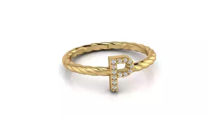 Alphabet Rope Diamond Ring P 3D print model
