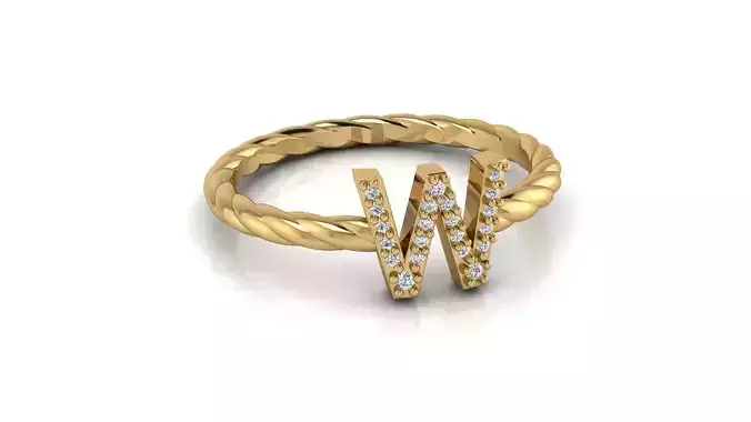 Alphabet Rope Diamond Ring W