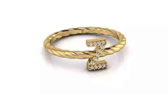 Alphabet Rope Diamond Ring Z