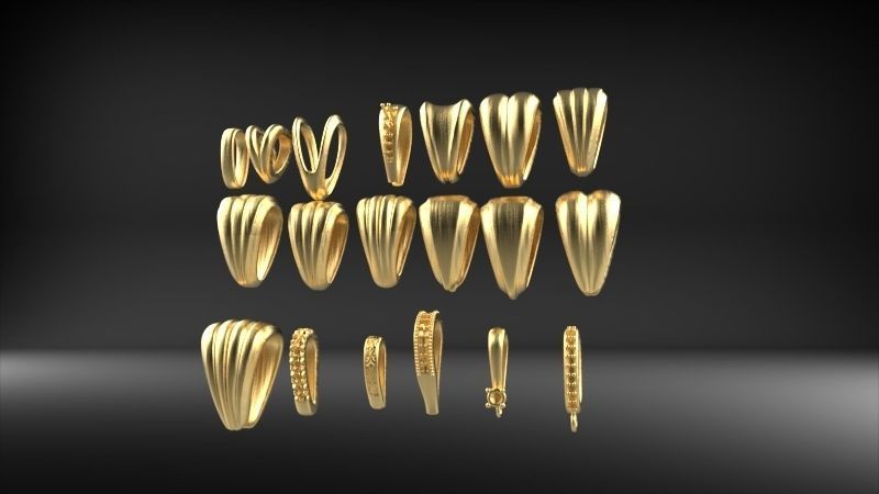 Various Assorted Bails jewelry findings necklace pendants charms 3D print model_13