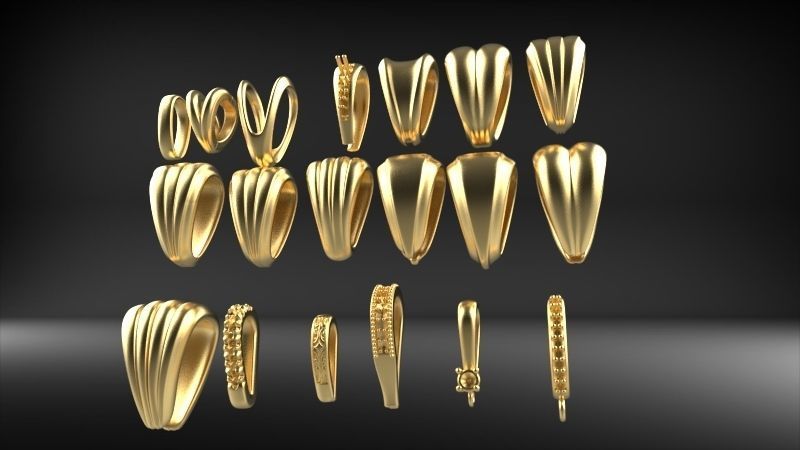 Various Assorted Bails jewelry findings necklace pendants charms 3D print model_10