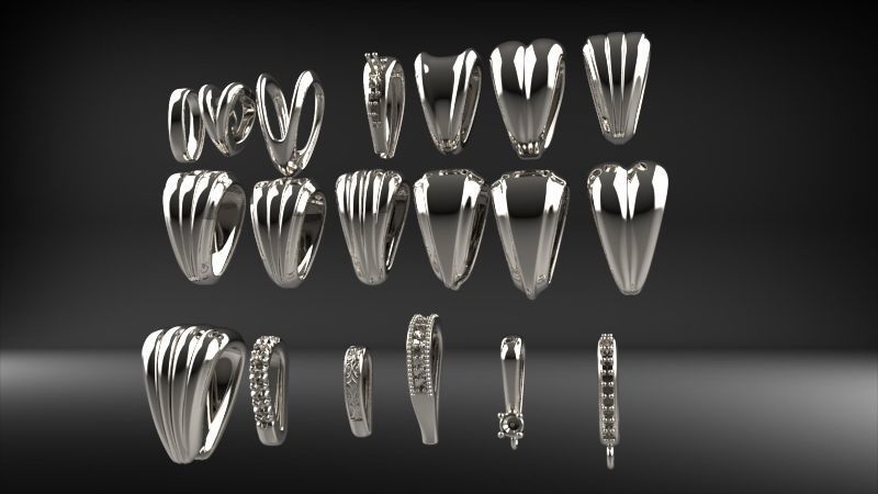 Various Assorted Bails jewelry findings necklace pendants charms 3D print model_5